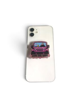 Jeep Pink Glitter Phone Grip PopSocket - Join The Wave
